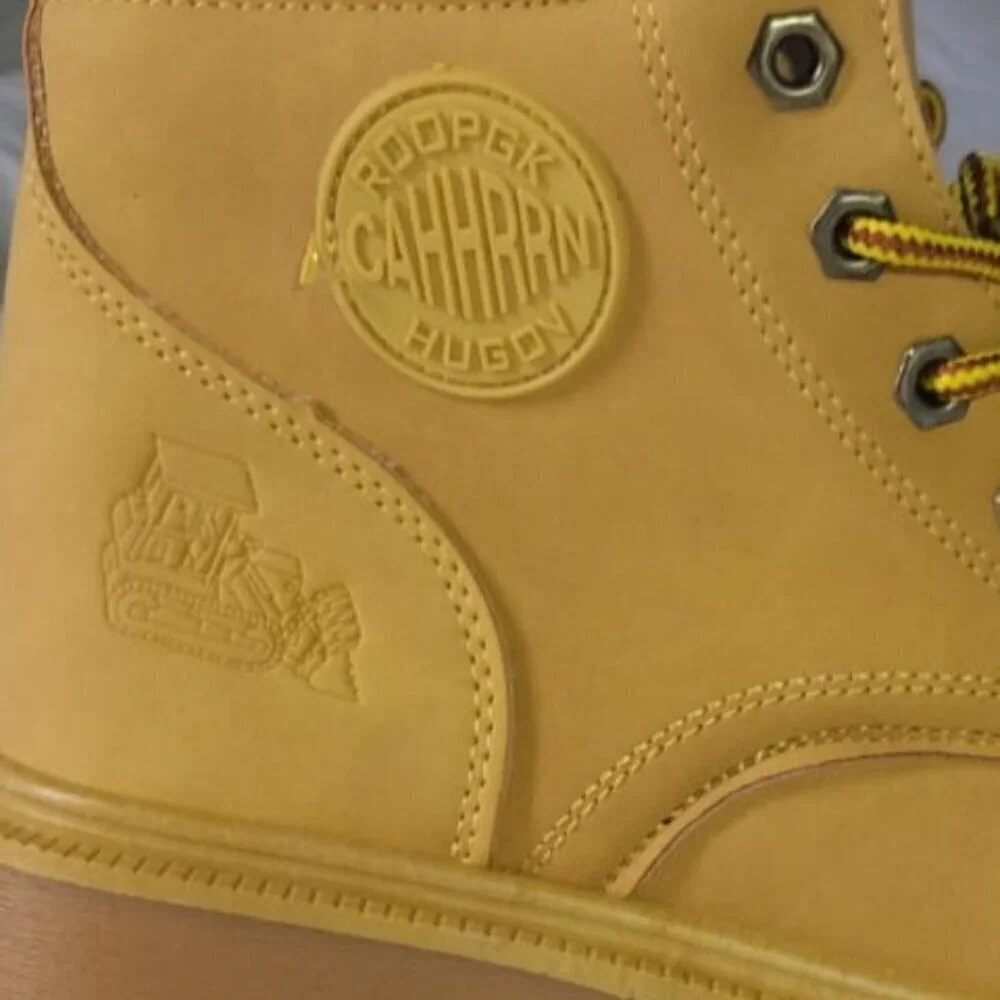 ROOPGK CAHHRRN HUGOV, Leather Work Boots, Yellow, Size 42 NWOT